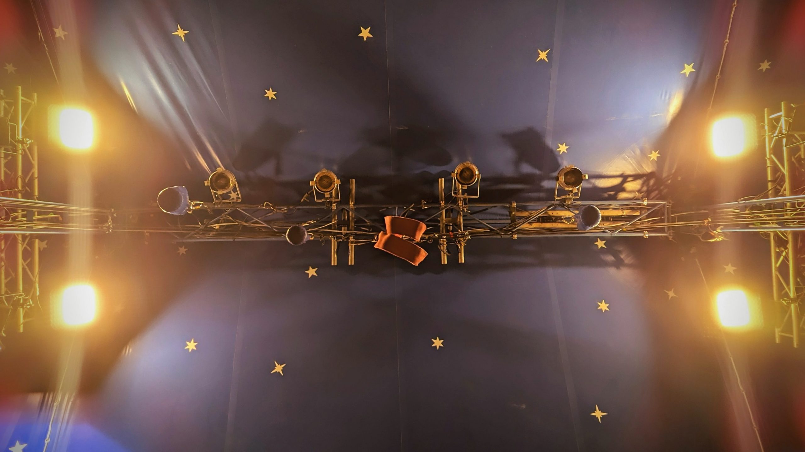 view from the floor of the circus tent